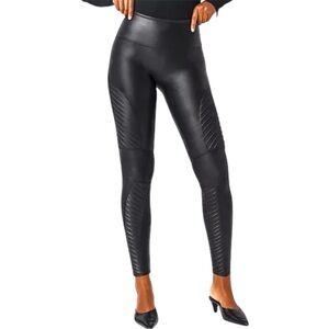 NWT SPANX Faux Leather Moto Leggings Petite XL High Waist Shaping
